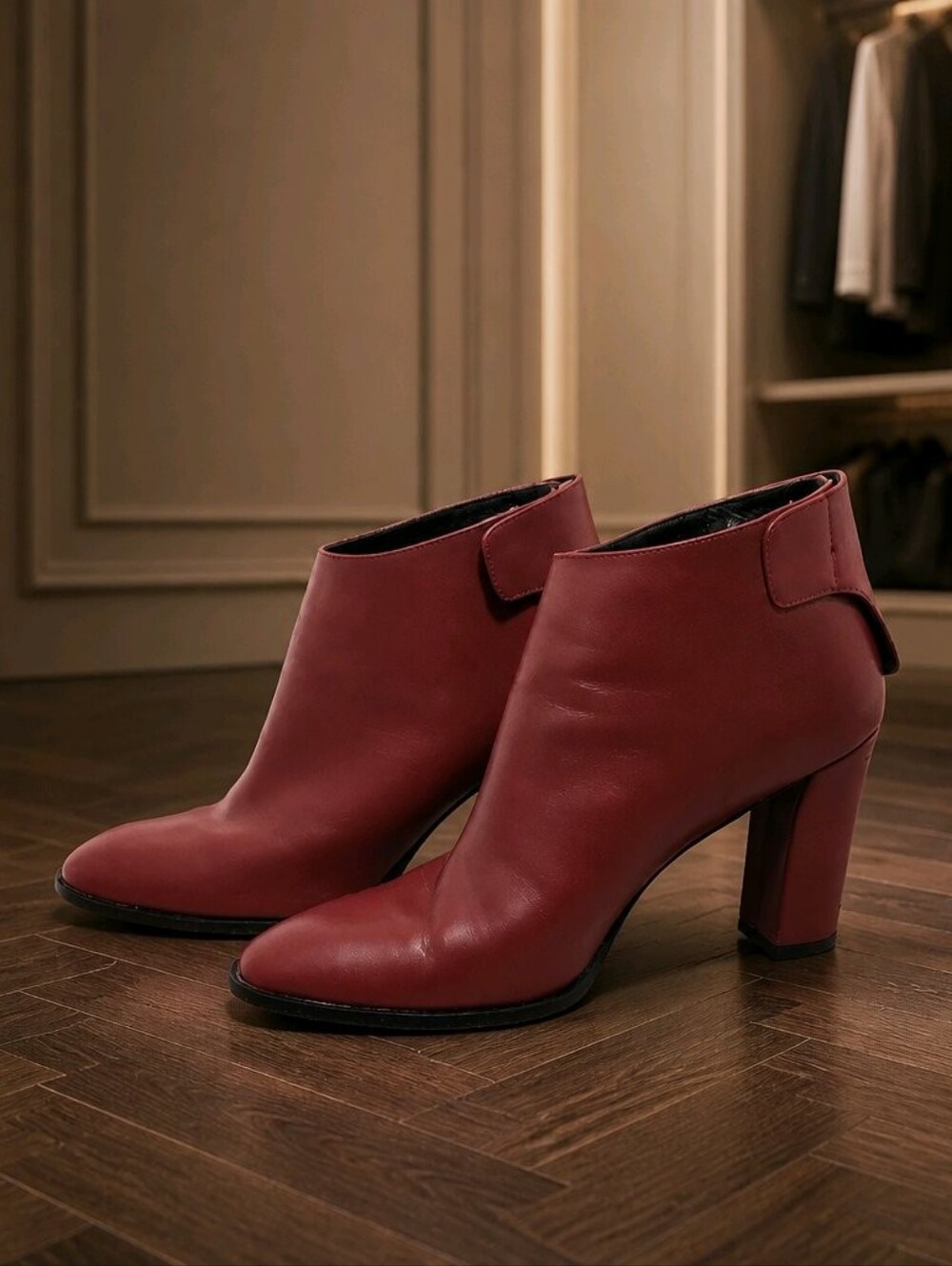 Via Spiga Aston Red Leather Ankle Boots